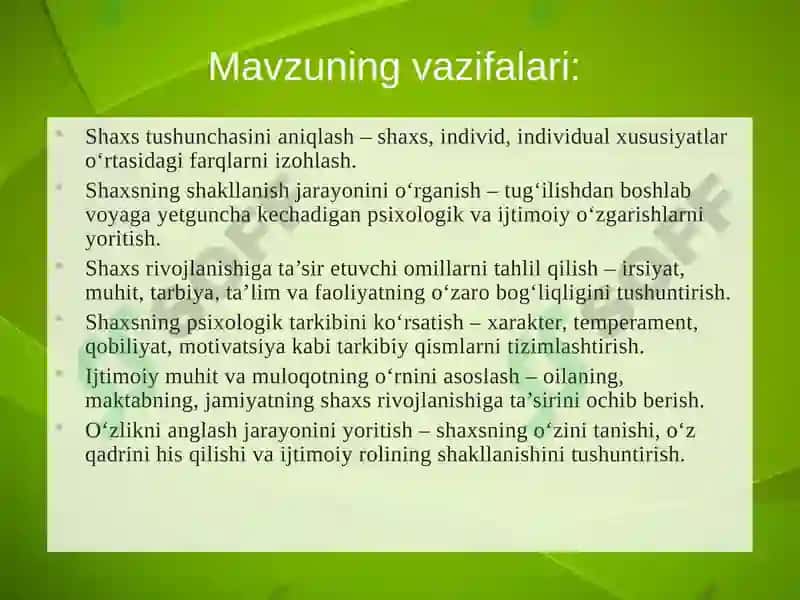 Shaxsning shaklanishi 4