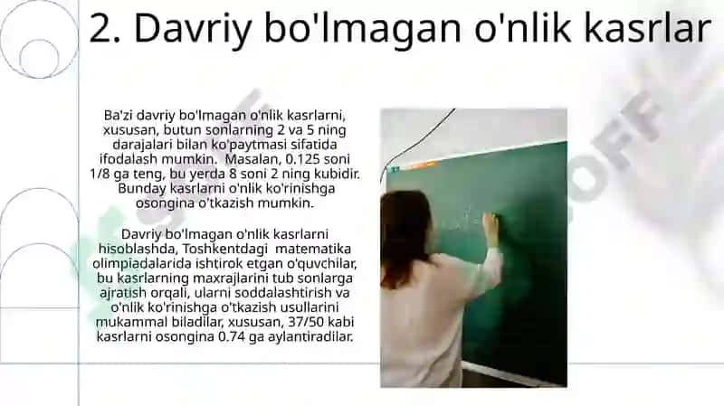 Oddiy kasrni o'nli kasrlarga aylantirish 4