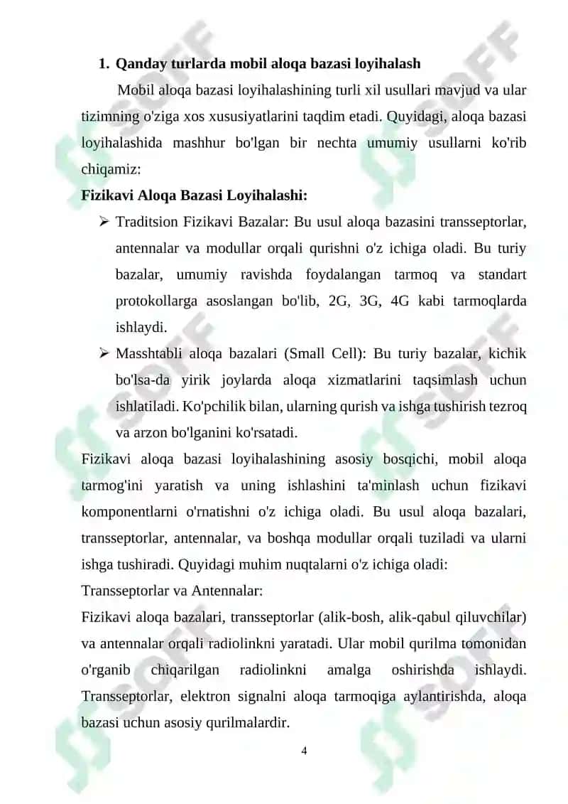 MOBIL ALOQA BAZAVIY STANSIYALARINI LOYIHALASH USULLARI 4