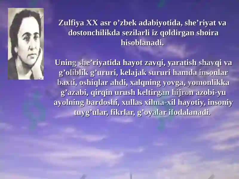 ZULFIYAHAYOTI VAIJODI 4