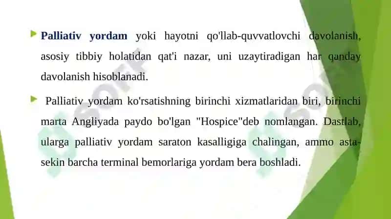Xospislarning vujudga kelish tarixi. Rivojlangan mamlakatlarda xospislar faoliyati haqida. 4