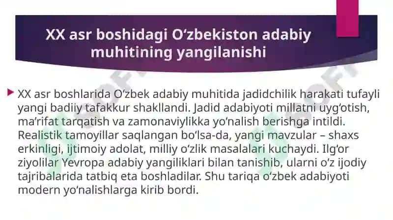 Yevropa modernezimi va XX asr yangi oʻzbek adabiyoti 4