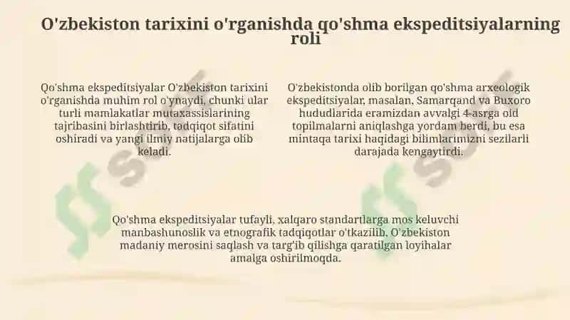 O'zbekiston tarixini o'rganishda qo'shma ekspeditsiyalar va ularning ahamiyati 4