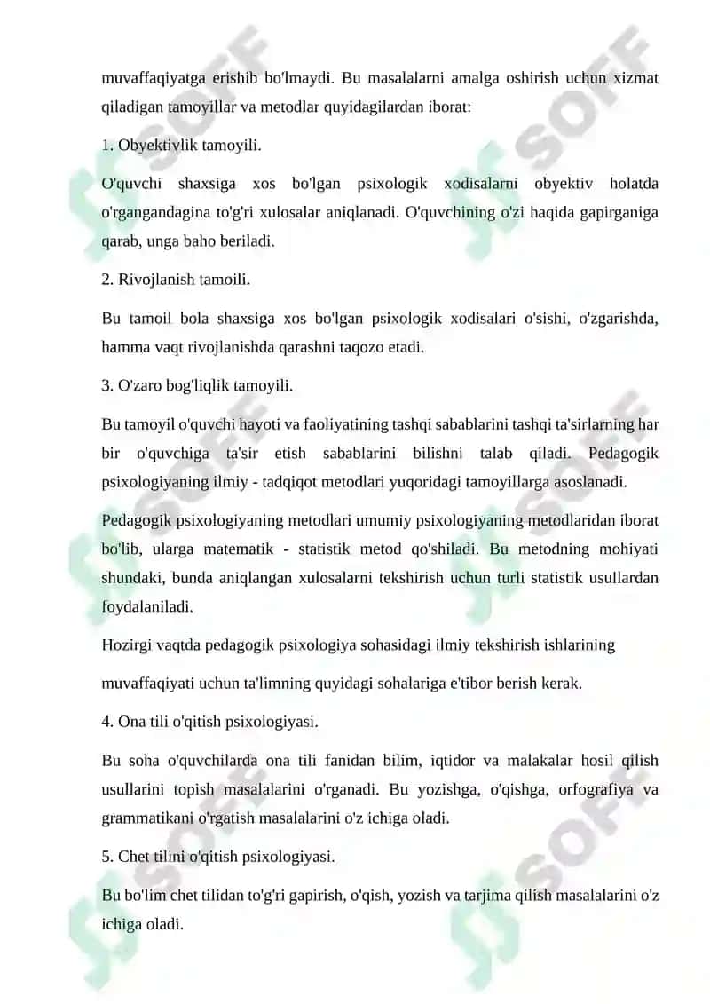 Pedagogik psixologiyaning asosiy vazifalari 4