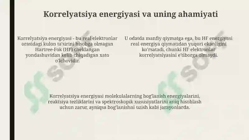 Elektron korrelyatsiyasini hisobga olish 4