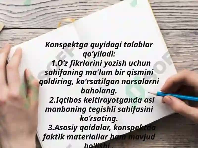 Konspekt. Konspektlashtirish usullari. 4