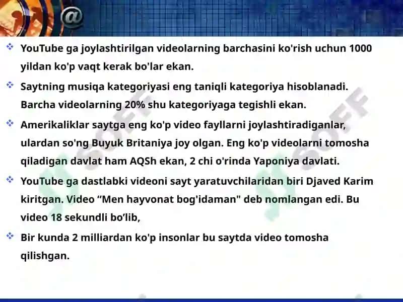 You tube ijtimoiy tarmog`i 4