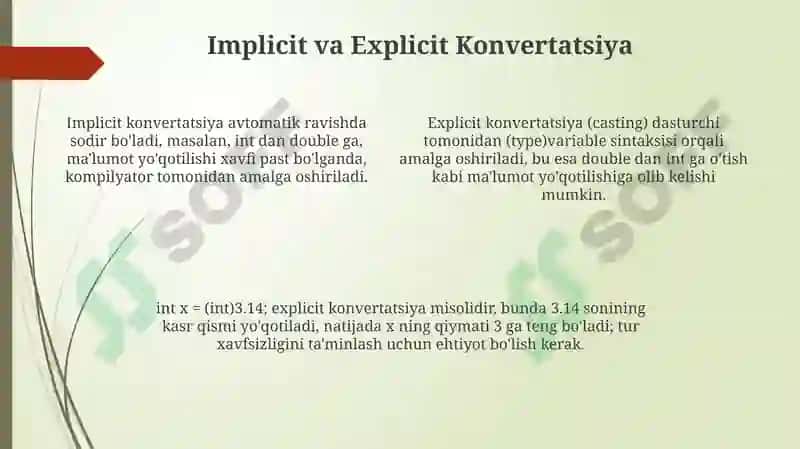 O'zgaruvchilarni turga o'tkazish (casting) 4