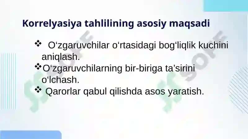 Korrelyasiya tahlilining maqsadi 4