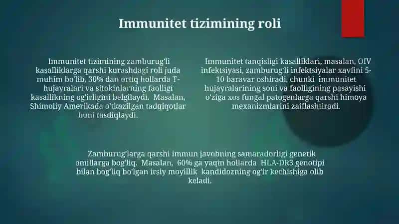 Zambar Kasalliklarining O'ziga Xosligi 4