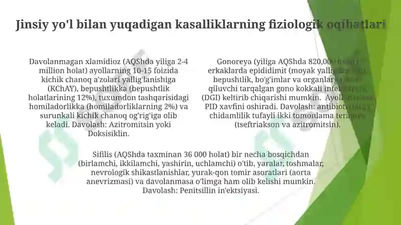 Jinsiy kasalliklarning salbiy oqibatlari va davolash usullari 4