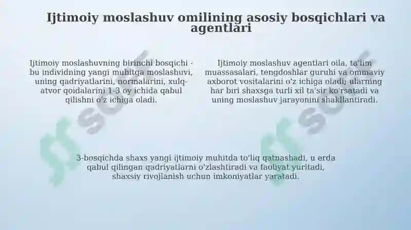 Ijtimoiy moslashuv omili 4