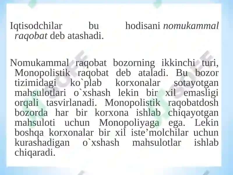 Monopoliya va Mukammal Raqobat 4