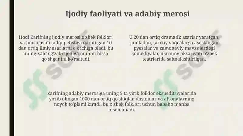 Hodi Zarif hayoti va ijodi faoliyati 4