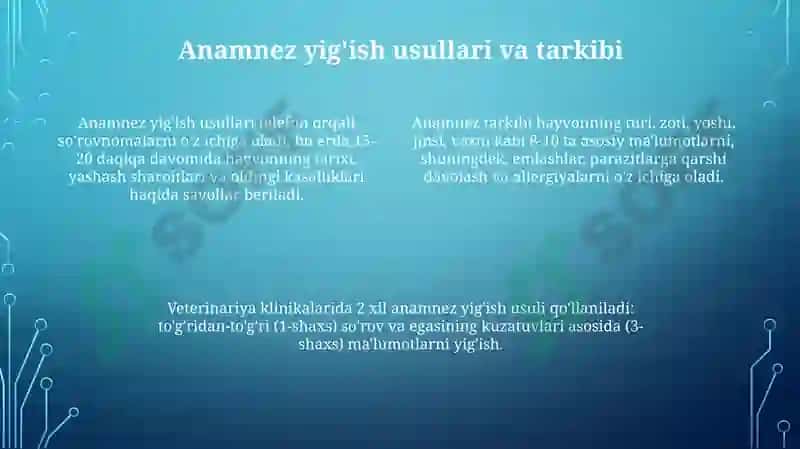 Ro‘yxatga olish va anamnez ma’lumotlarini to‘plash 4