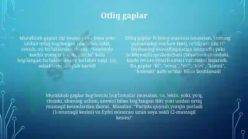 Ergashgan va qõshma gaplar 4