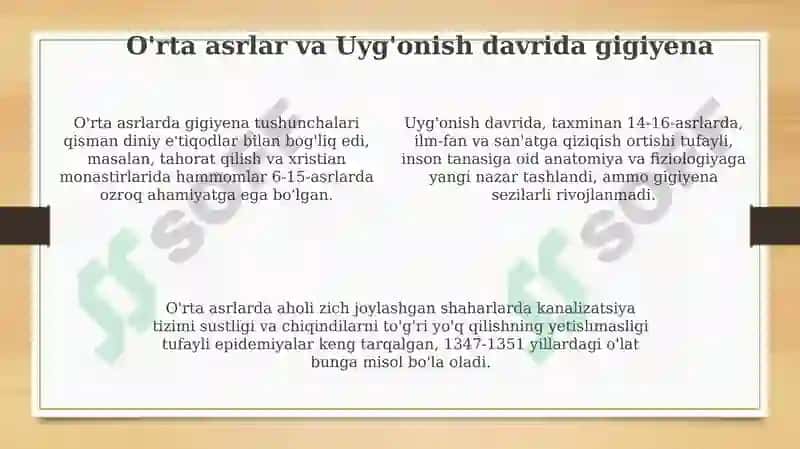 Gigiyenaning rivojlanishi tarixi 4