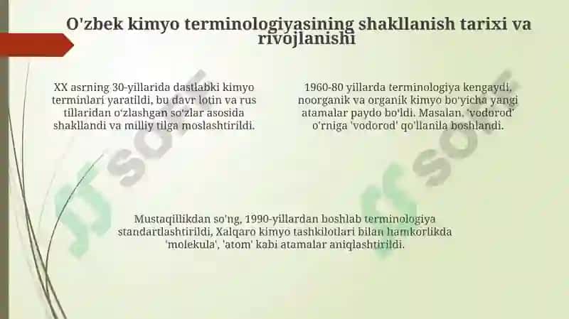 Oʻzbek tilini kimyo soxasida qoʻllanishi 4
