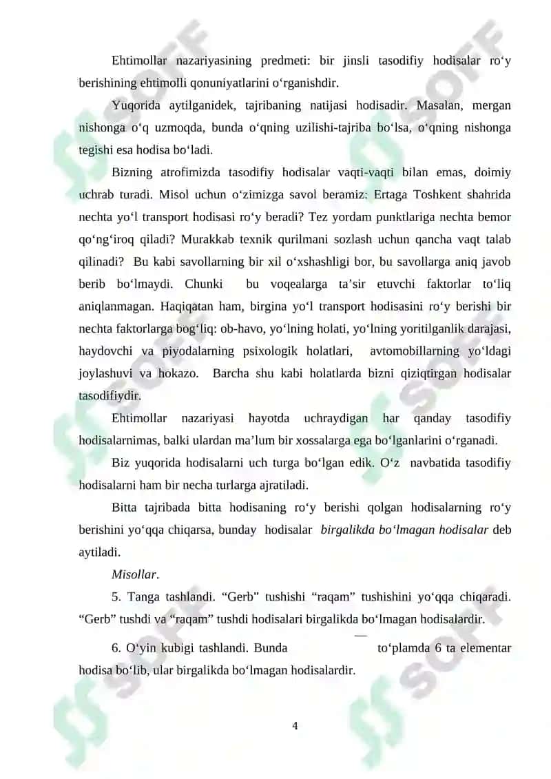 Ehtimollar nazariyasi 4