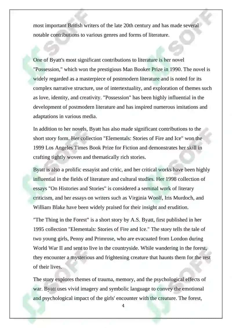 A.S.Byatt ʼʼ The Thing in The forestʼʼ analysis 4