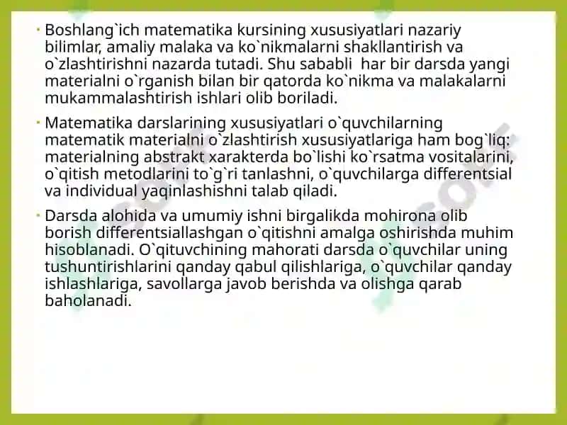 Bolalarning boshlang’ich matematik tushunchalarini rivojlantirish 4