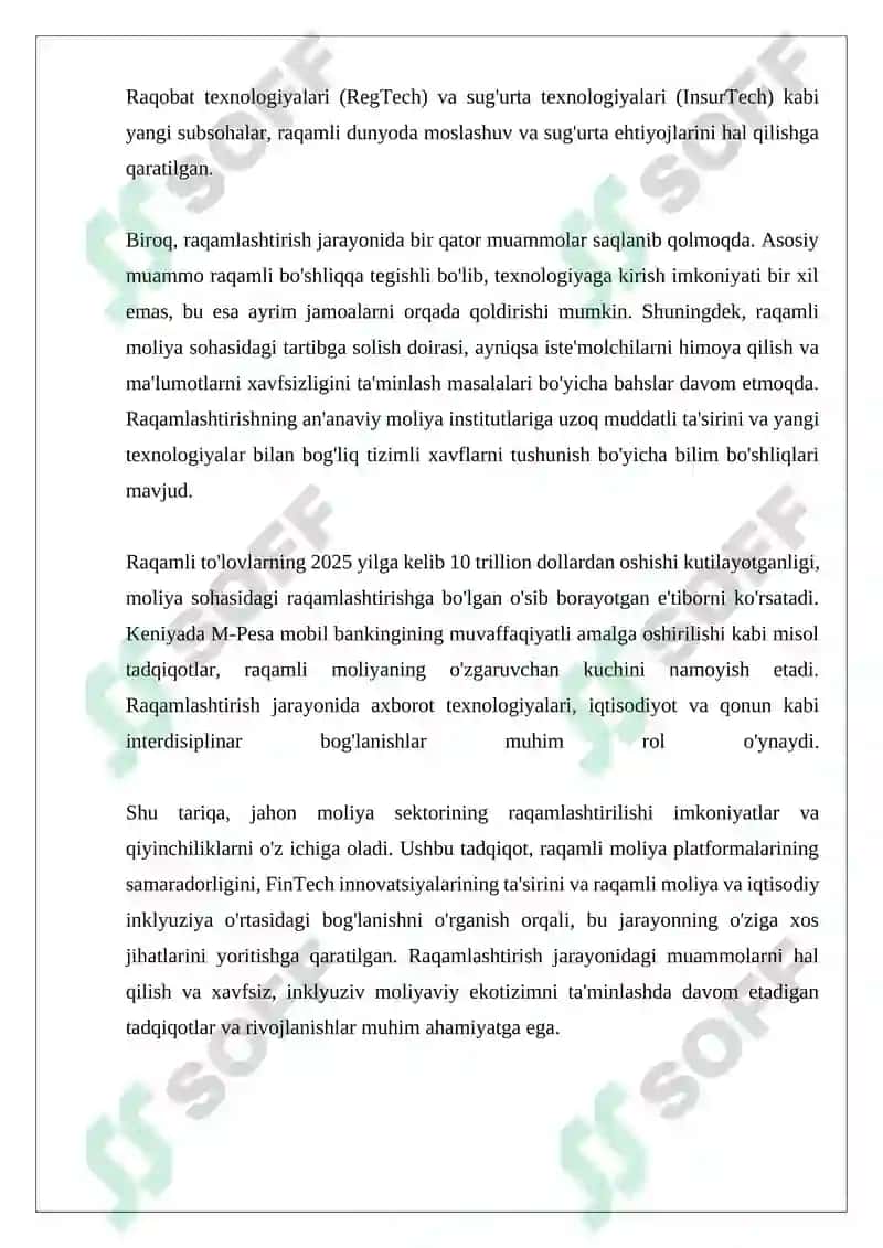 Jahon moliya sekt orini raqamlashtirish samaradorligi 4