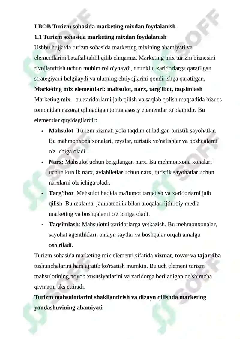 Turizm sohasida marketing mixdan foydalanish 4