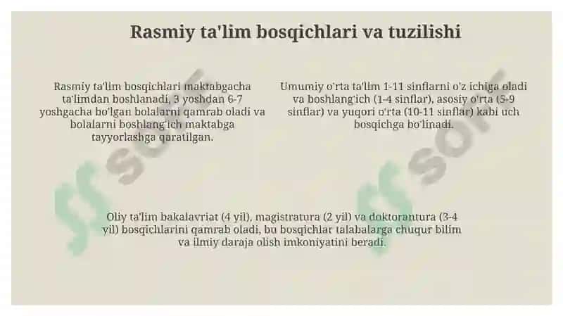 Ta'lim Turlari: Rasmiy, Norasmiy va Informal 4
