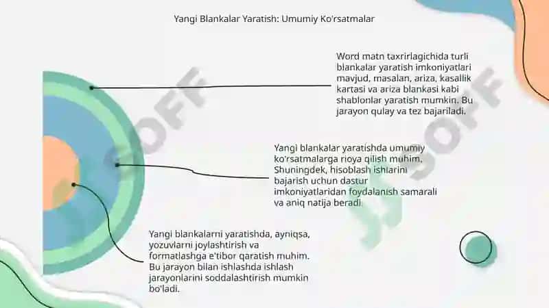 Word Matn Taxrirlagichining Blankalar yaratish 4