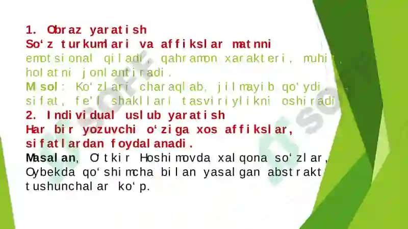 Badiiy matnda morfologik birliklarning qo’llanilishi 4