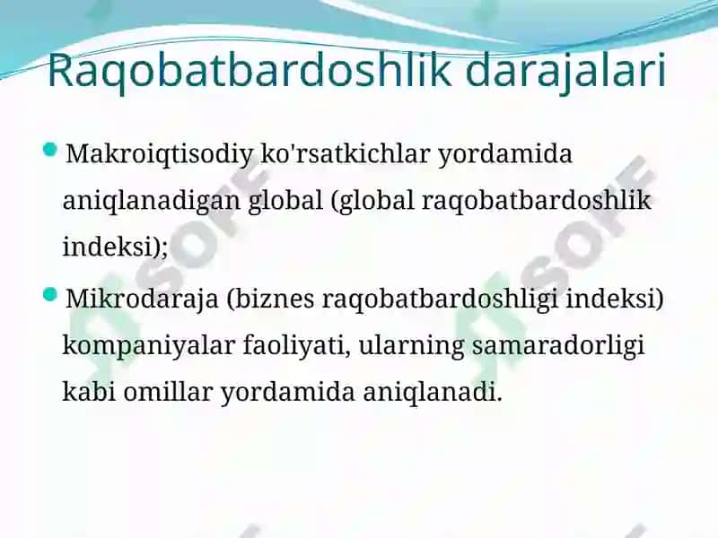 Raqobatbardoshlik tushunchasi 4