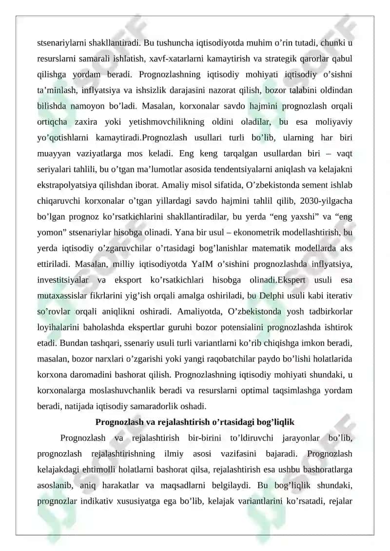 Prognozlash metodlari biznes loyihalash 4