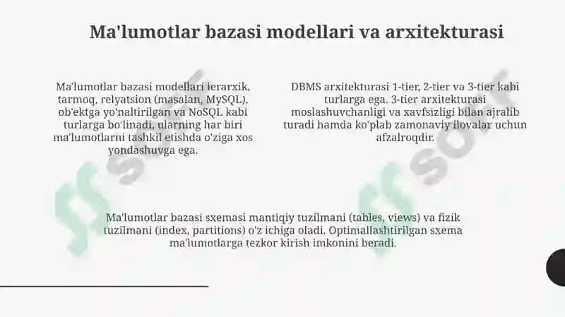 Ma'lumotlar bazasini boshqarish tizimlari 4