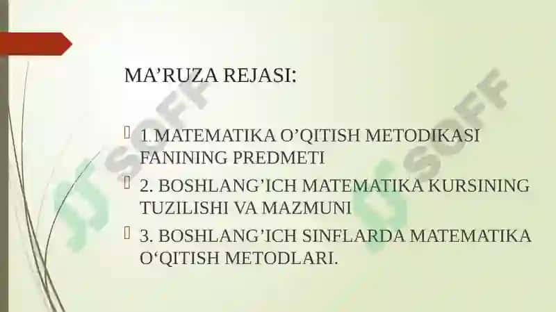 BOSHLANG’ICH SINFLARDA MATEMATIKA O’QITISH METODIKASI 4