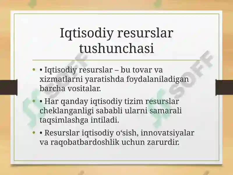 Iqtisodiy resurslar va ularni taqsimlash 4