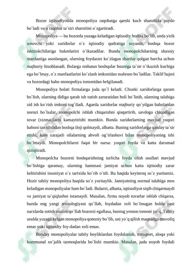 MONOPOLIYALARNING IQTISODIY ASOSI VA ULARNING TURLARI 4