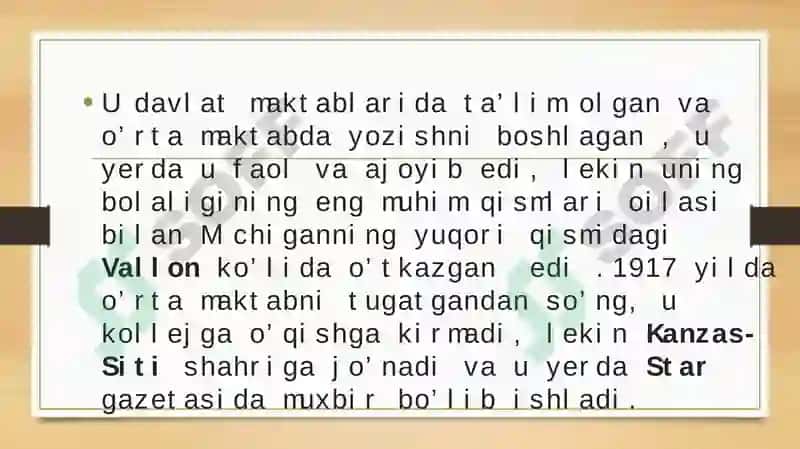Ernest Hemingwayning hayoti va adabiyotga kirib kelishi 4