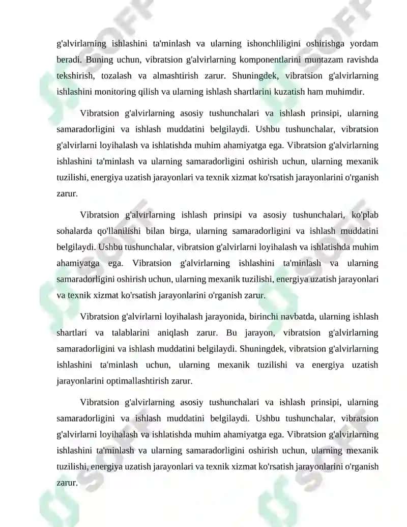 Vibratsion g'alvirni hisoblash va loyialash 4