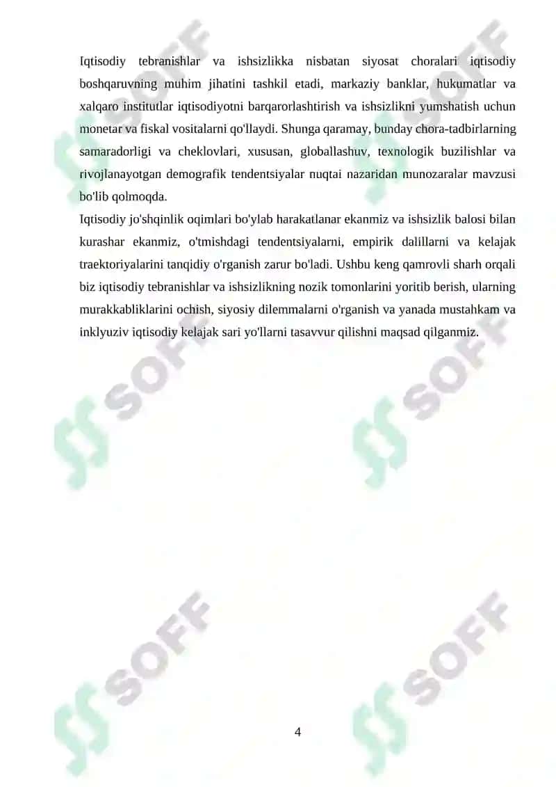 IQTISODIY TEBRANISHLAR. ISHSIZLIK 4