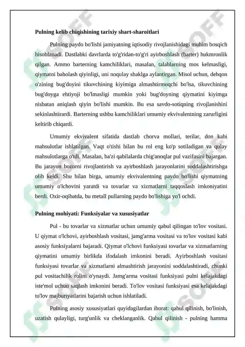 Pulning mohiyati va kelib chiqishi 4