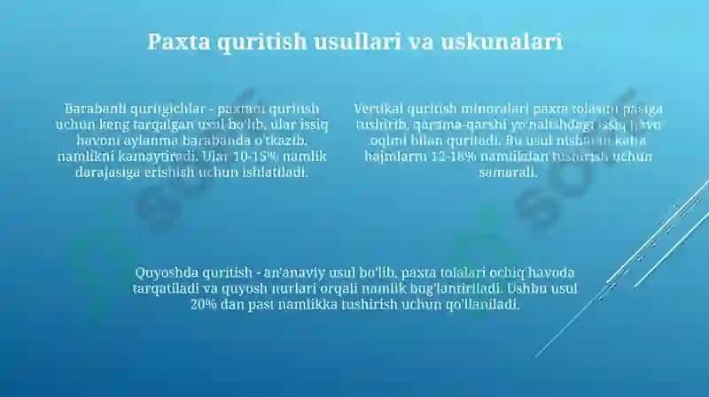 Paxta quritish usullari va uskunalari 4
