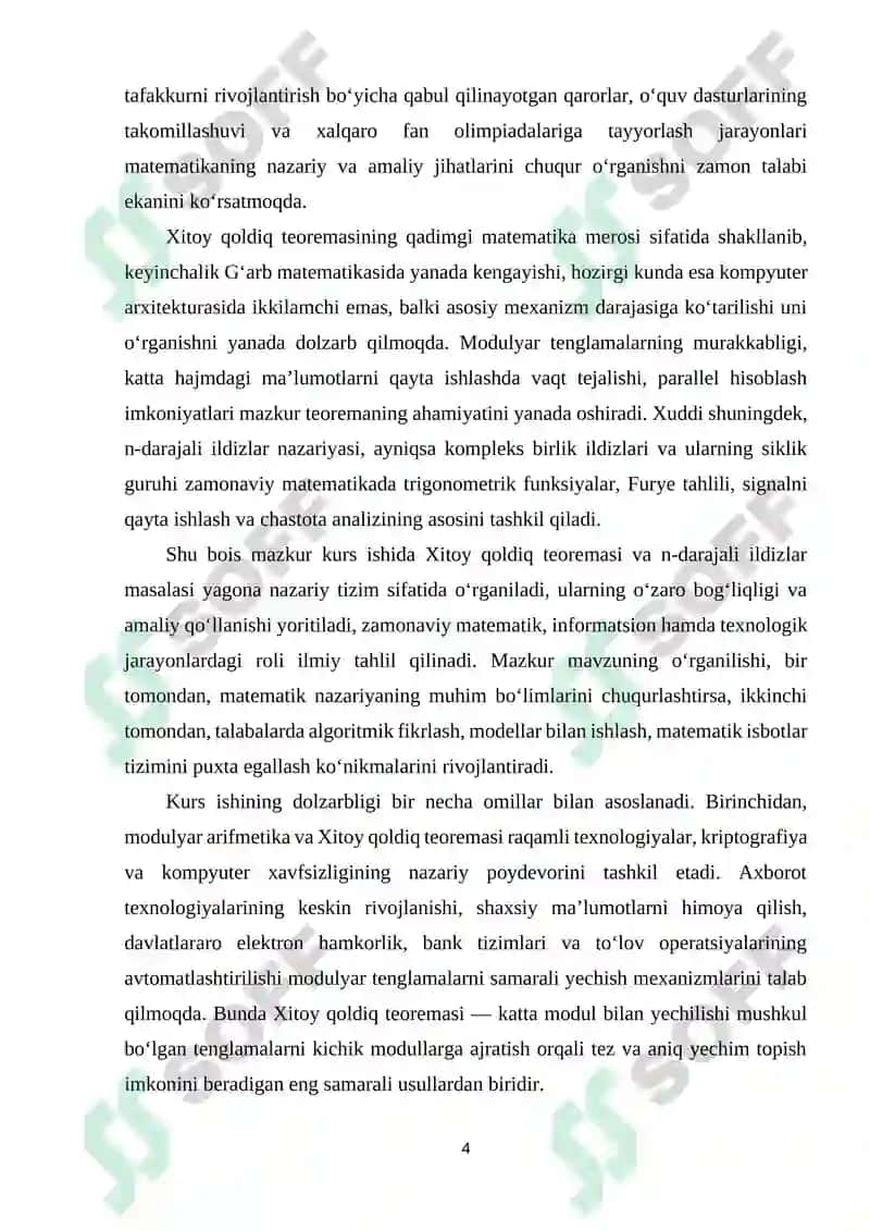 Xitoy qoldiq teoremasi va n-darajali ildizlar 4