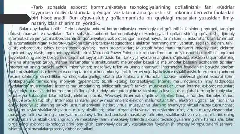 Tarix sohasida axborot kommunikatsiya texnologiyalari 4