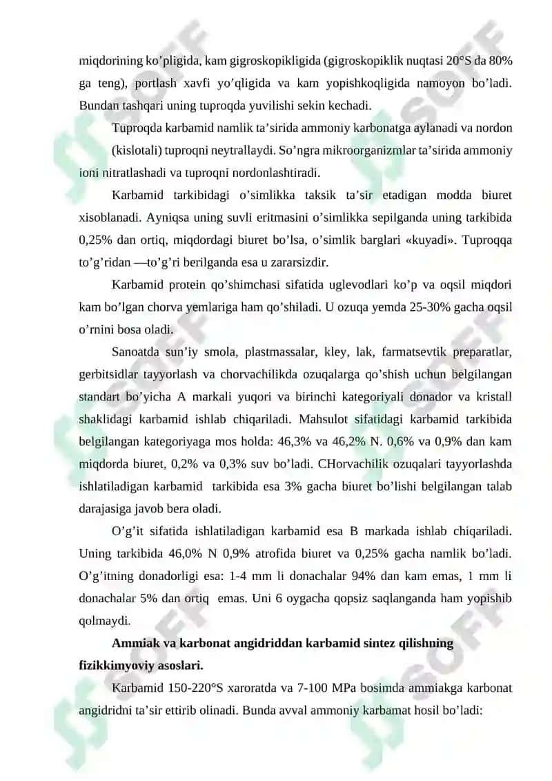 Karbamid ishlab chiqarish texnologiyasi 4