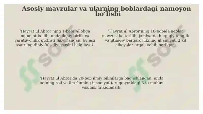 Hayrat ul abror boblar tasnifi 4