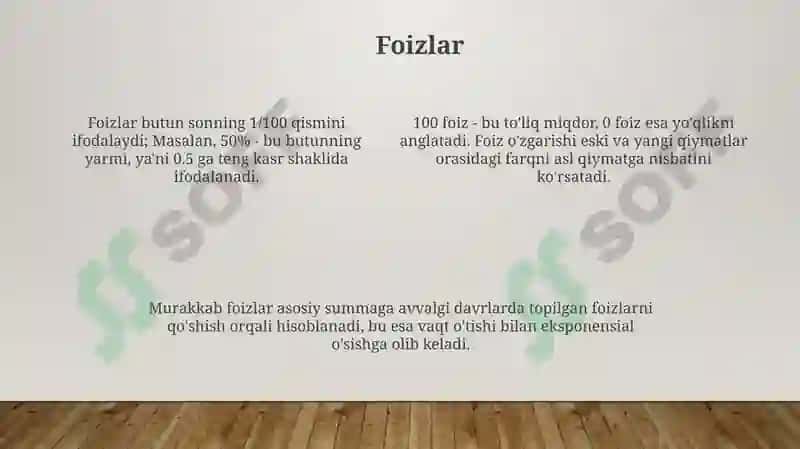 O‘lchovbirliklari.FoizProporsiya 4