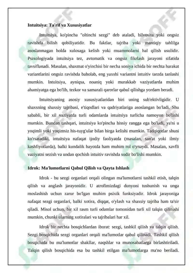 Sezgi va Idrok Psixologiyasi Referati 4