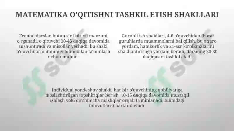 Matematika o'qitishni tashkil etish 4