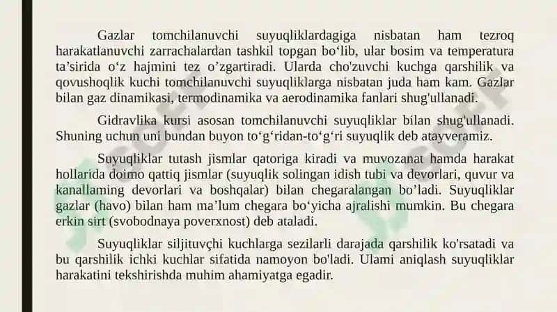 SUYUQLIKLARNING ASOSIY XOSSALARI 4