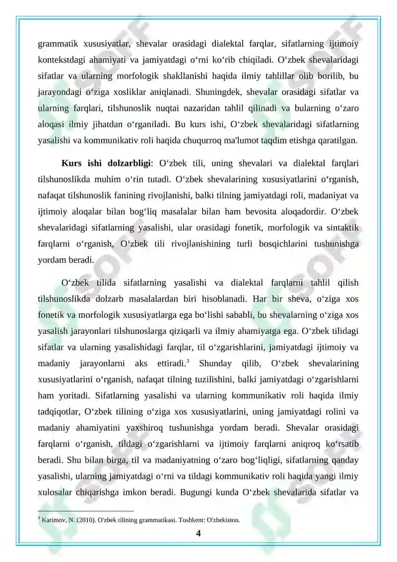 Oʻzbek shevalarida sifat va uning yasalishi 4